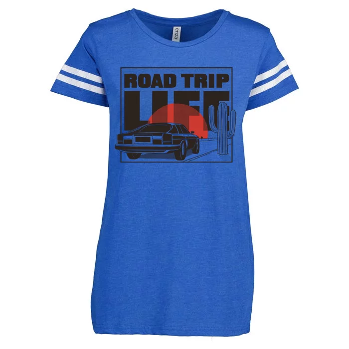 Road Trip Life Vintage Car Sunset Enza Ladies Jersey Football T-Shirt