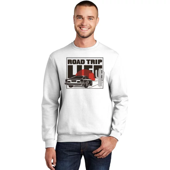 Road Trip Life Vintage Car Sunset Sweatshirt