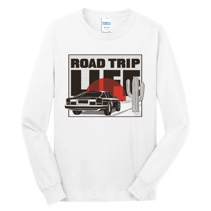 Road Trip Life Vintage Car Sunset Tall Long Sleeve T-Shirt