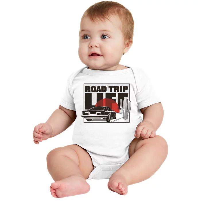 Road Trip Life Vintage Car Sunset Baby Bodysuit