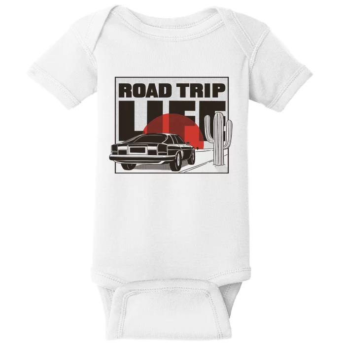 Road Trip Life Vintage Car Sunset Baby Bodysuit