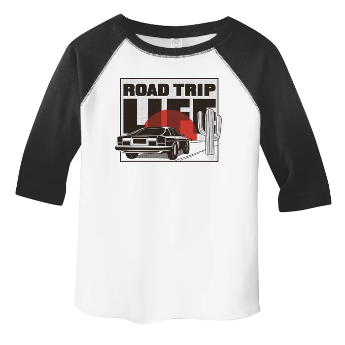 Road Trip Life Vintage Car Sunset Toddler Fine Jersey T-Shirt