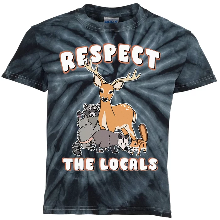 Respect The Locals Deer Racoon Possum Squirrel Wildlife Kids Tie-Dye T-Shirt