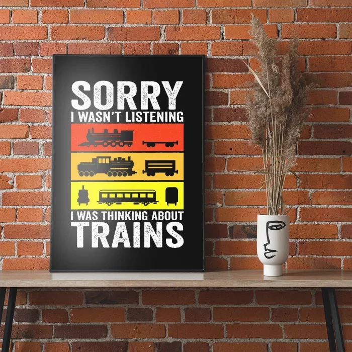 Retro Train Lover Conductor Costume Funny Train Boy Poster