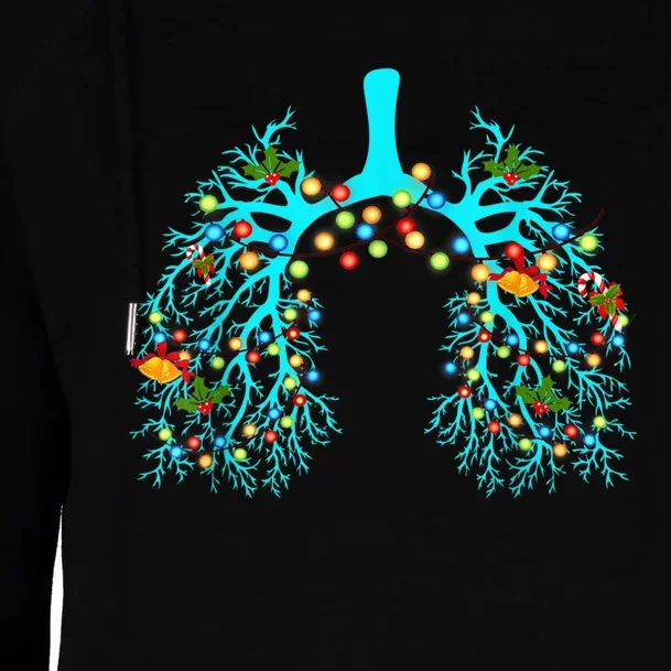 Respiratory Therapy Lung Christmas Xmas Light Ornament Womens Funnel Neck Pullover Hood