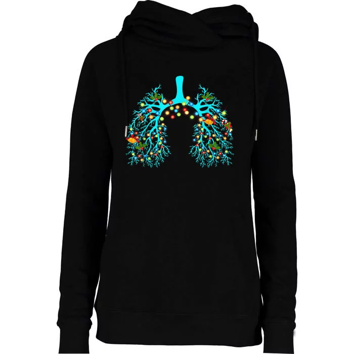 Respiratory Therapy Lung Christmas Xmas Light Ornament Womens Funnel Neck Pullover Hood