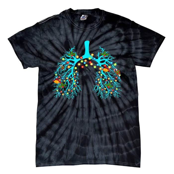 Respiratory Therapy Lung Christmas Xmas Light Ornament Tie-Dye T-Shirt