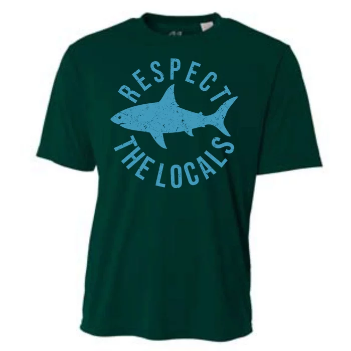 Respect The Locals Warning Shark Week Cooling Performance Crew T-Shirt