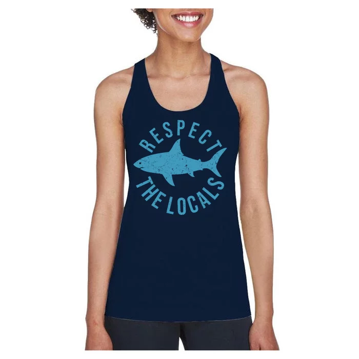 Respect The Locals Warning Shark Week Women's Racerback Tank