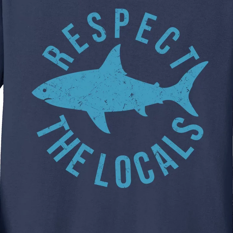 Respect The Locals Warning Shark Week Kids Long Sleeve Shirt