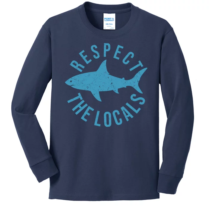 Respect The Locals Warning Shark Week Kids Long Sleeve Shirt