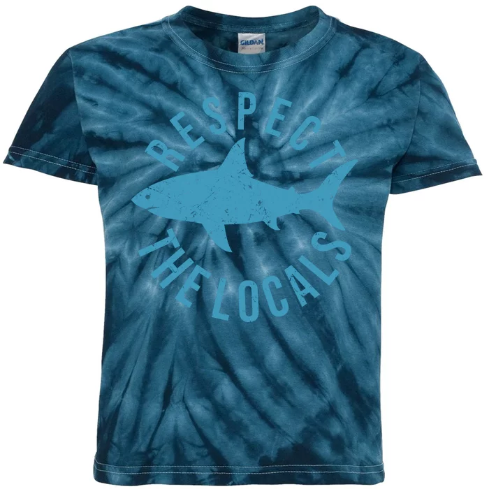 Respect The Locals Warning Shark Week Kids Tie-Dye T-Shirt