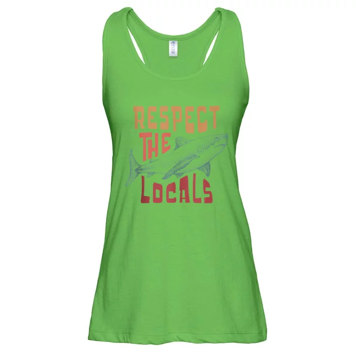 Respect The Locals Shark Ocean Animal Rights Biology Life Ladies Essential Flowy Tank