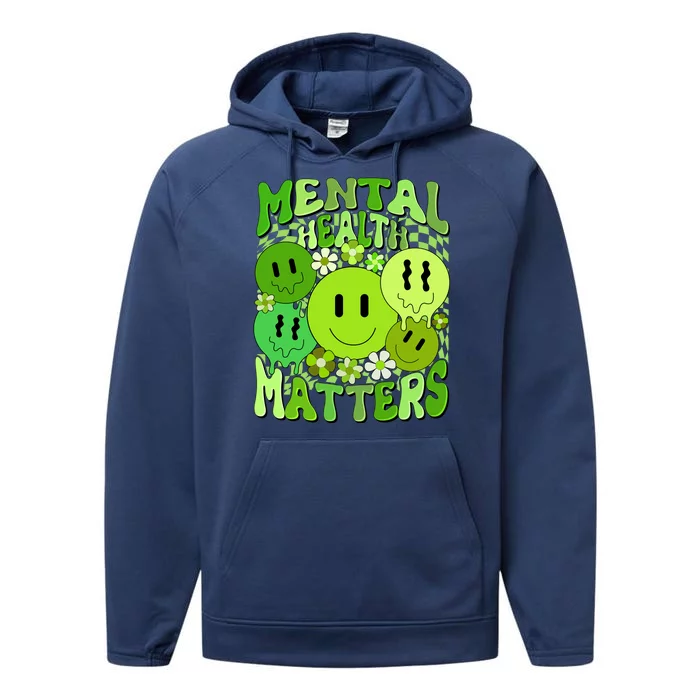 Retro Trippy Mental Health Matters Performance Fleece Hoodie