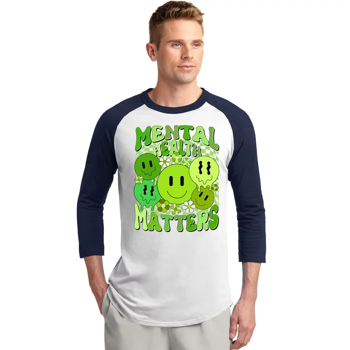 Retro Trippy Mental Health Matters Baseball Sleeve Shirt