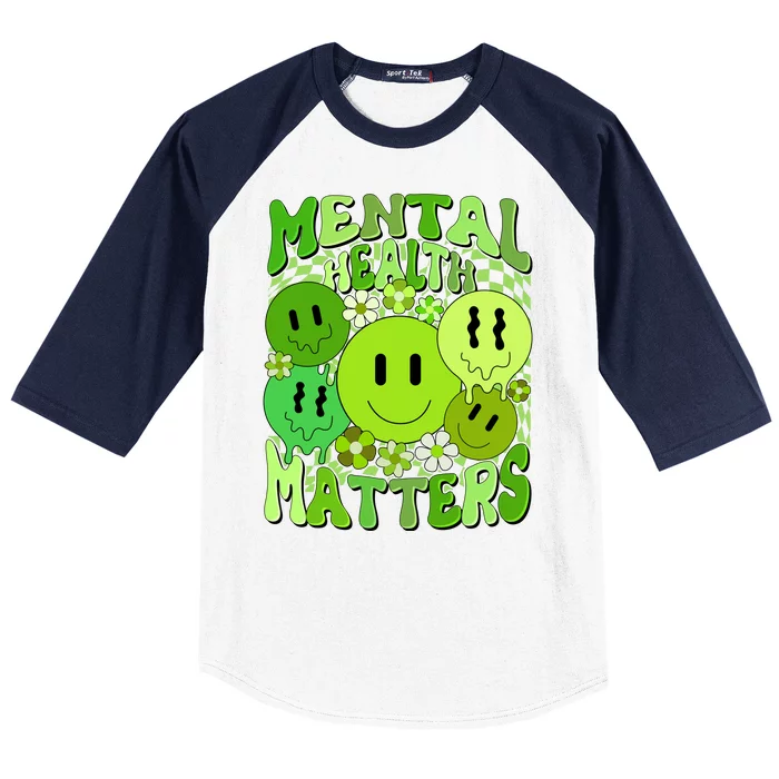 Retro Trippy Mental Health Matters Baseball Sleeve Shirt