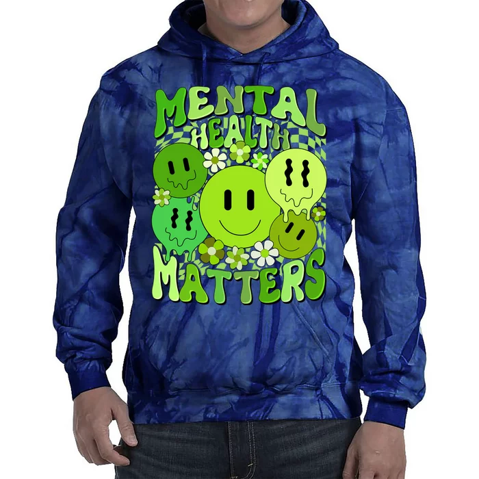 Retro Trippy Mental Health Matters Tie Dye Hoodie