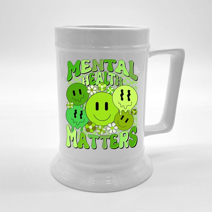 Retro Trippy Mental Health Matters Front & Back Beer Stein