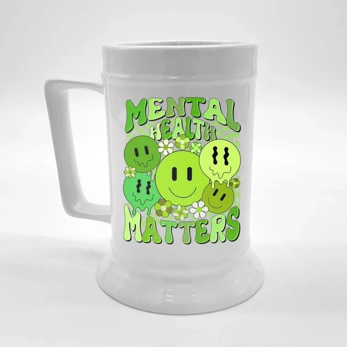 Retro Trippy Mental Health Matters Front & Back Beer Stein