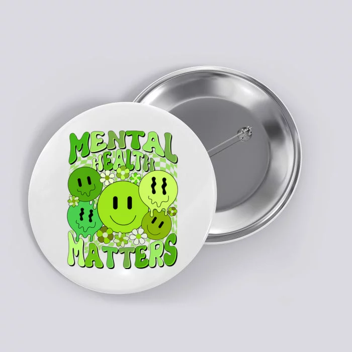 Retro Trippy Mental Health Matters Button