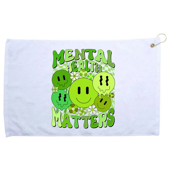 Retro Trippy Mental Health Matters Grommeted Golf Towel