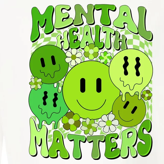 Retro Trippy Mental Health Matters Cropped Pullover Crew