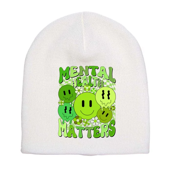 Retro Trippy Mental Health Matters Short Acrylic Beanie