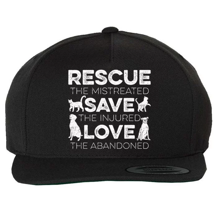 Rescue The Mistreated Save The Injured Love The Wool Snapback Cap