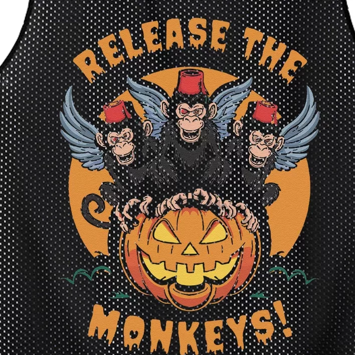 Release The Monkeys Flying Monkeys Halloween Mesh Reversible Basketball Jersey Tank