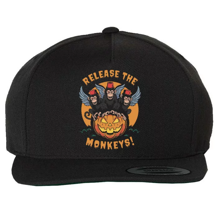 Release The Monkeys Flying Monkeys Halloween Wool Snapback Cap