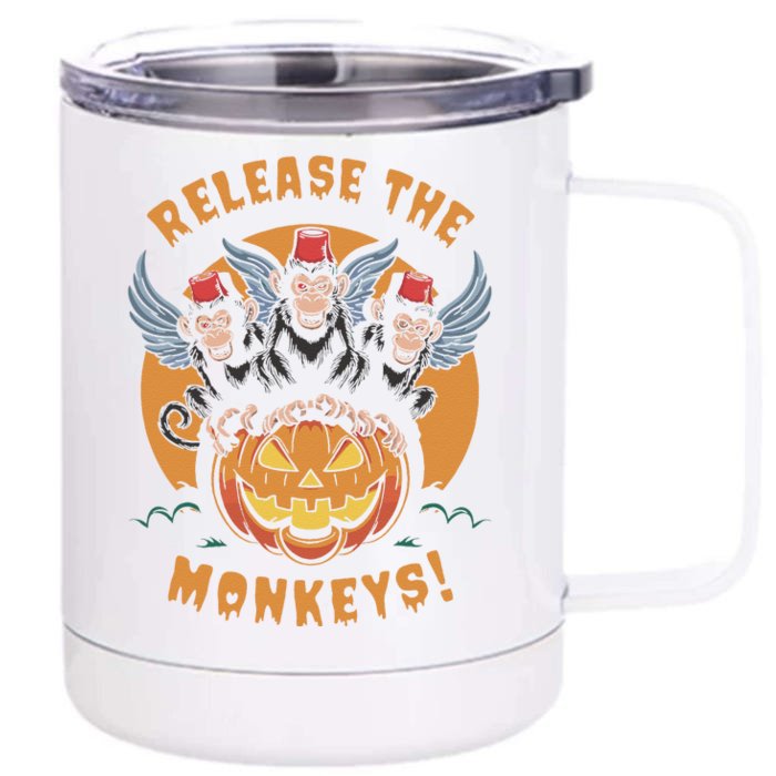 Release The Monkeys Flying Monkeys Halloween Front & Back 12oz Stainless Steel Tumbler Cup