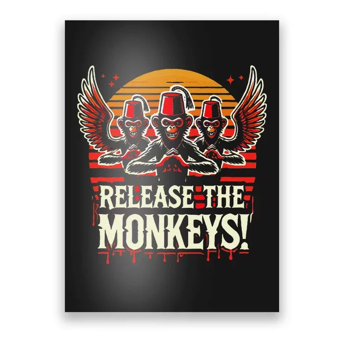 Release The Monkeys Flying Monkeys Halloween Poster