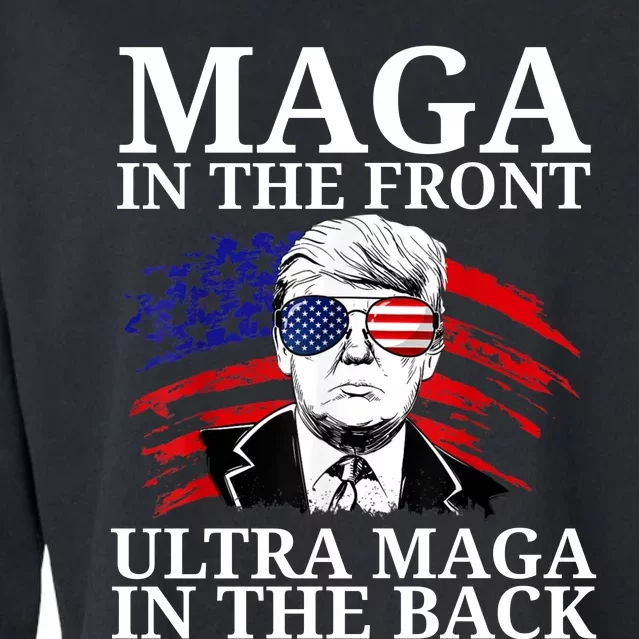 Retro Trump Maga Funny Retro American Flag For Republicans Cropped Pullover Crew