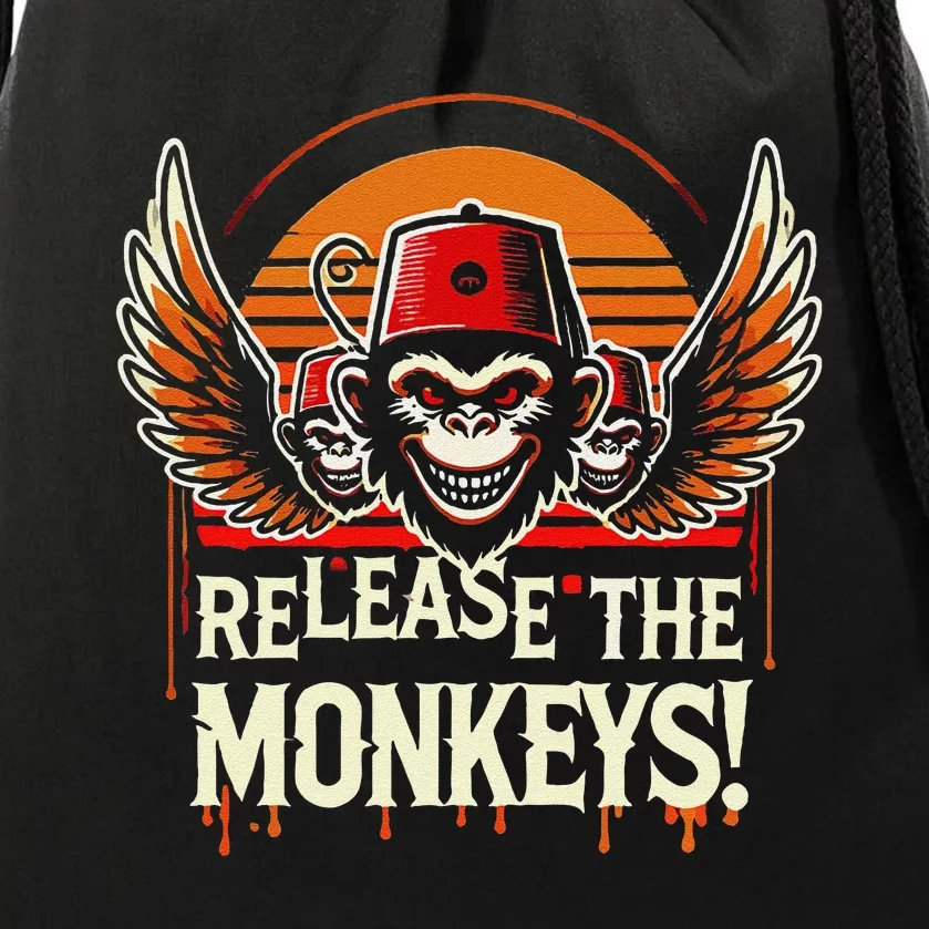 Release The Monkeys Flying Monkeys Halloween Drawstring Bag