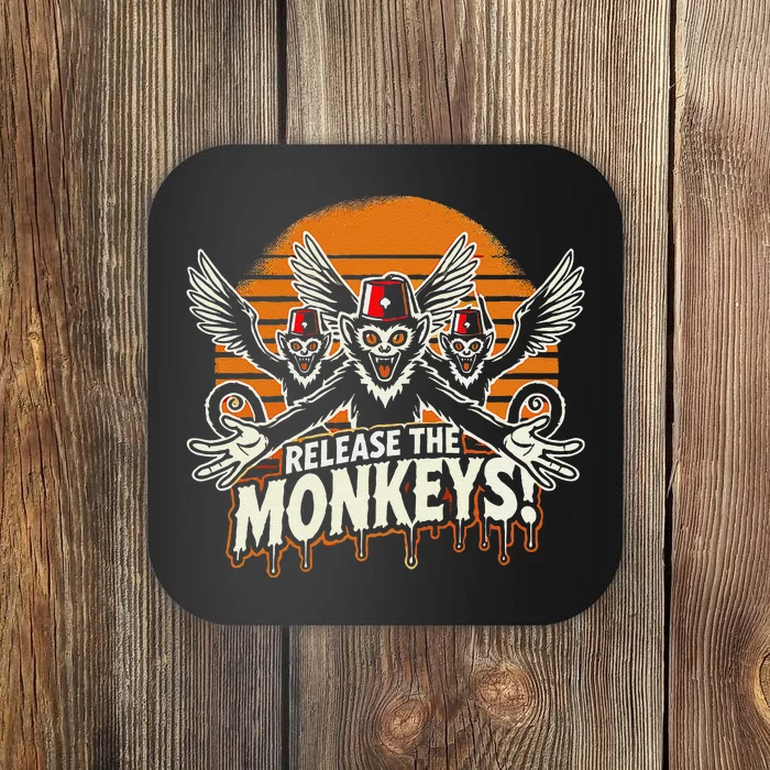 Release The Monkeys Flying Monkeys Halloween Coaster