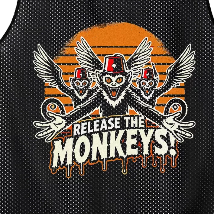 Release The Monkeys Flying Monkeys Halloween Mesh Reversible Basketball Jersey Tank