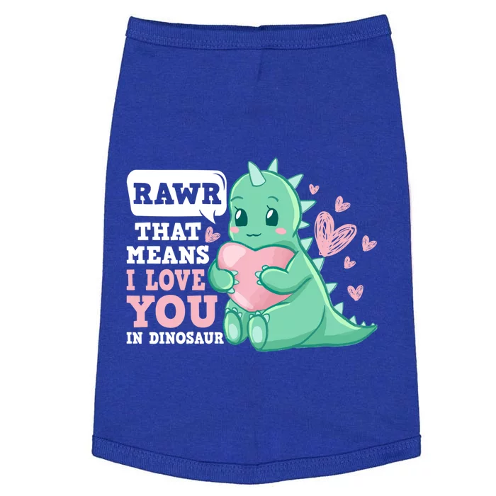 Rawr That Means I Love You In Dinosaur Scene Valentine's Day Gift Doggie Tank