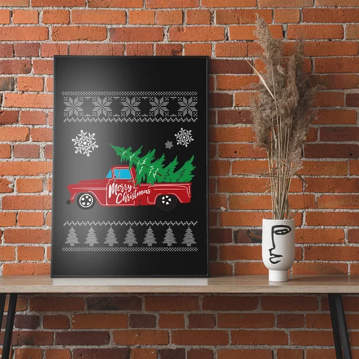 Red Truck Merry Christmas Ugly Christmas Sweater Poster