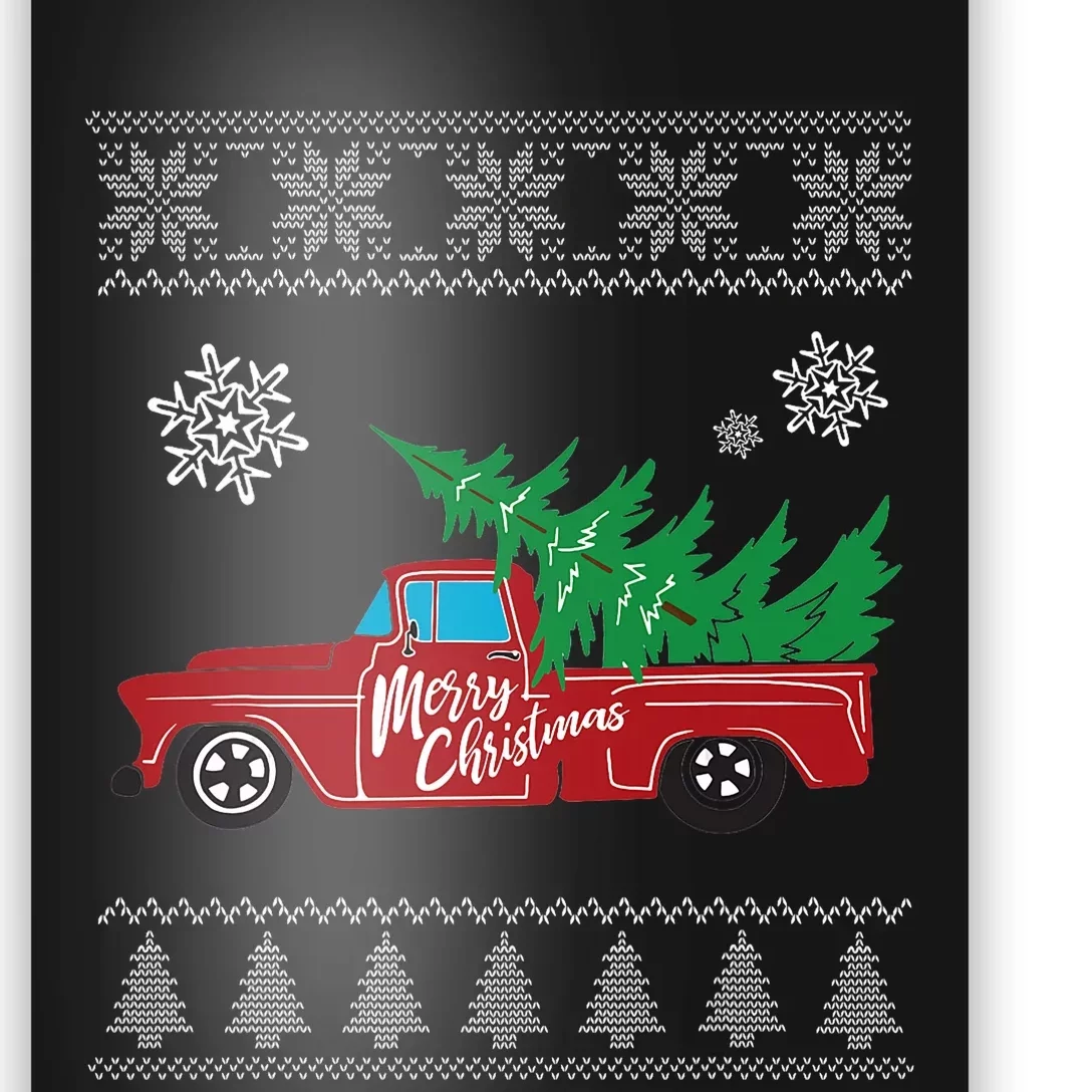 Red Truck Merry Christmas Ugly Christmas Sweater Poster