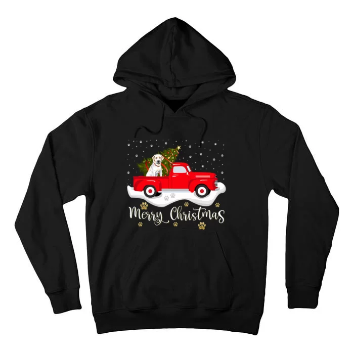 Red Truck Merry Christmas Tree Labrador Retriever Christmas Tall Hoodie