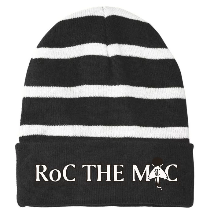 Roc The Mic Striped Beanie with Solid Band