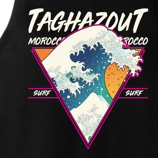 Retro Taghazout Morocco Surf Great Wave Ladies Tri-Blend Wicking Tank