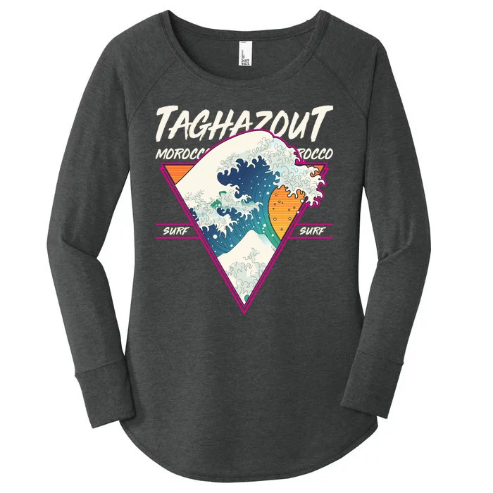 Retro Taghazout Morocco Surf Great Wave Women's Perfect Tri Tunic Long Sleeve Shirt