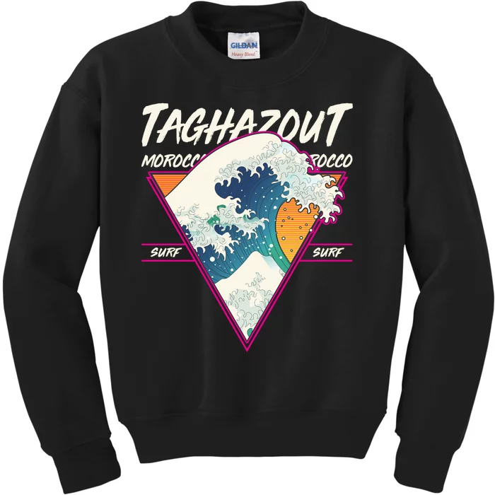 Retro Taghazout Morocco Surf Great Wave Kids Sweatshirt