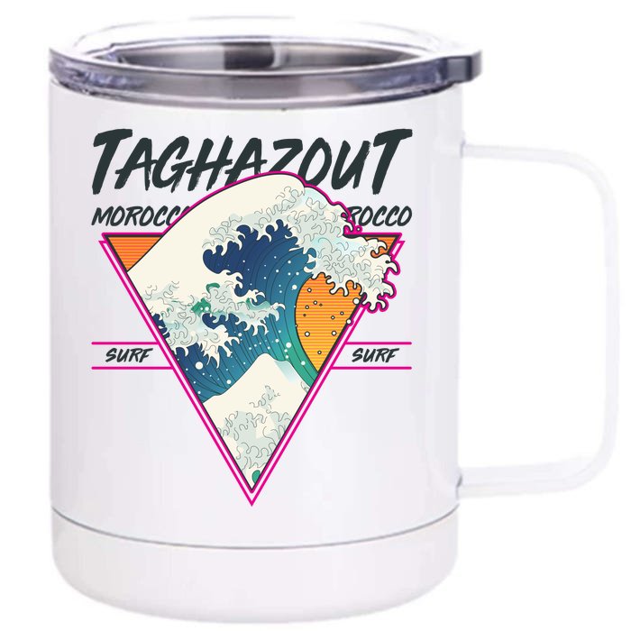 Retro Taghazout Morocco Surf Great Wave Front & Back 12oz Stainless Steel Tumbler Cup