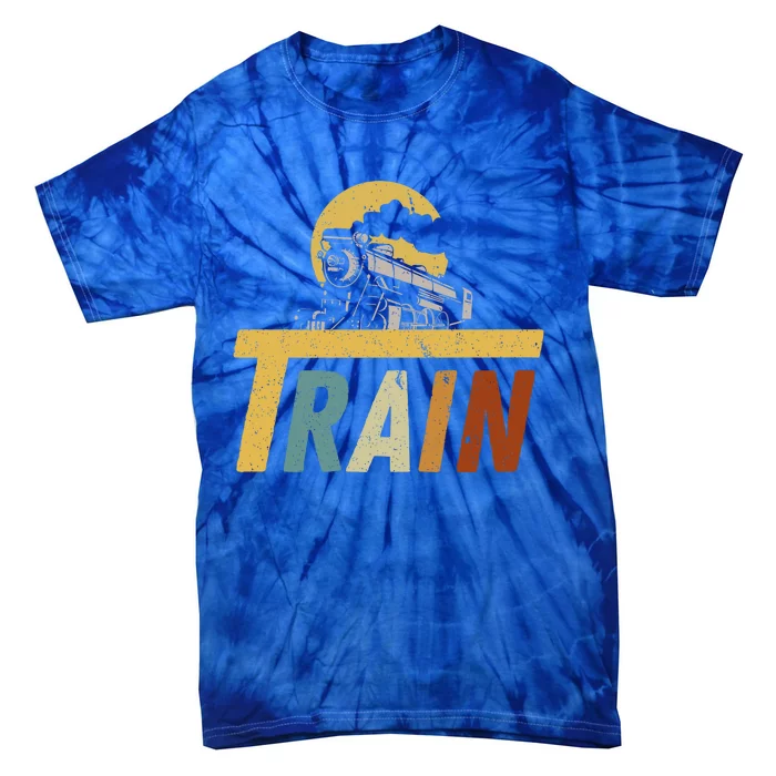 Retro Train Meaningful Gift Train Lovers Railroad Locomotive Engine Tie-Dye T-Shirt