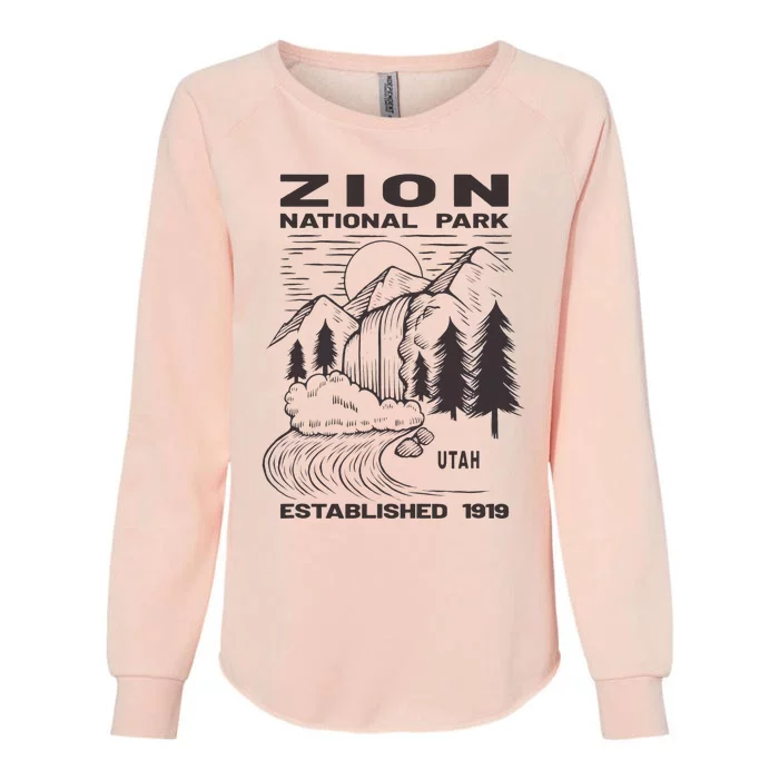 Road Trip Mount Zion National Park Utah Wilderness Waterfall Womens California Wash Sweatshirt