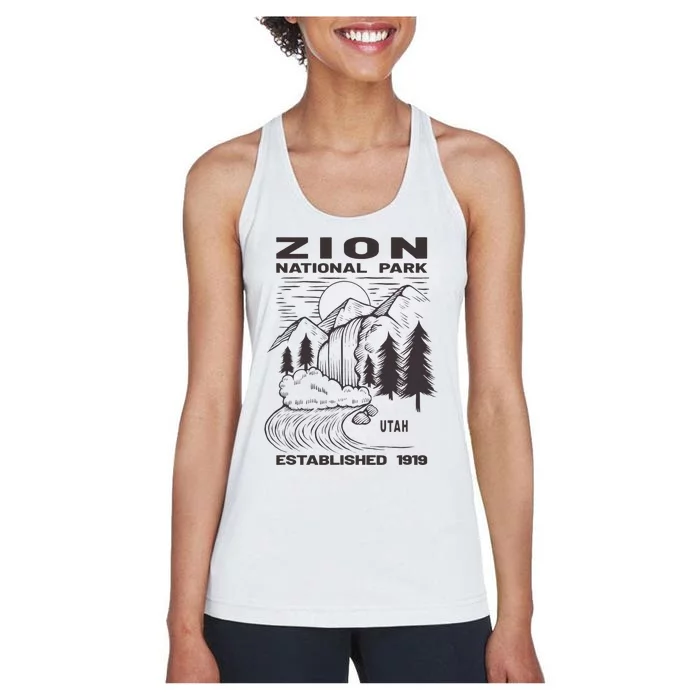 Road Trip Mount Zion National Park Utah Wilderness Waterfall Women's Racerback Tank