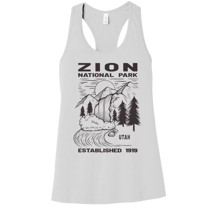 Road Trip Mount Zion National Park Utah Wilderness Waterfall Women's Racerback Tank