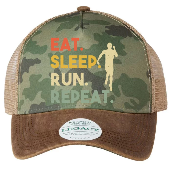 Retro Training Motivation Running Lover Eat Sleep Run Repeat Gift Legacy Tie Dye Trucker Hat